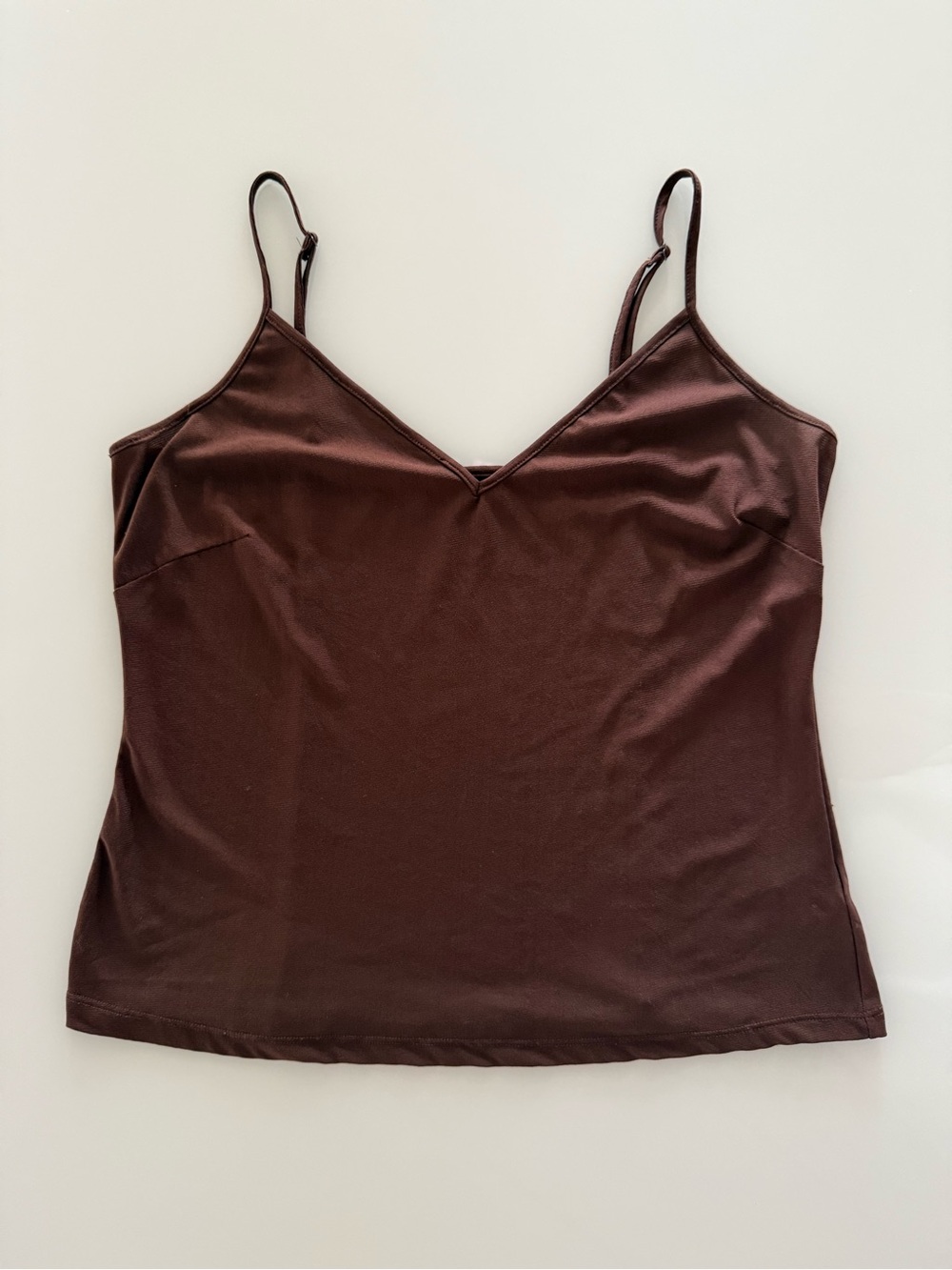Chocolate Brown Cami Tank Top  Adjustable Spaghetti Straps & V-neckline - Medium